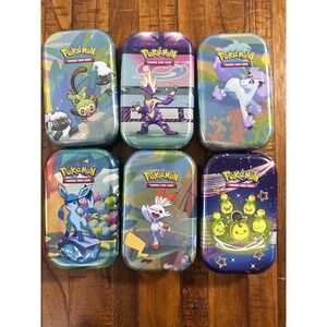 Pokemon Mini Tin Lot Empty Storage Collector Tins Card Case Set Of 6 Display